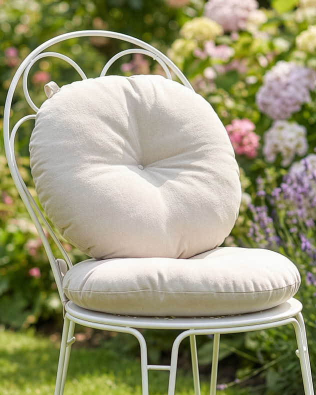 Two Pack Grey 100% Cotton &amp; Polyester Seat Pads - Set of Colmar Garden Seat Pads
