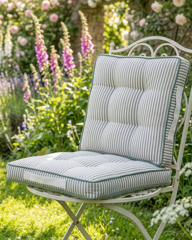 Set of 2 Green Stripe Seat Pads