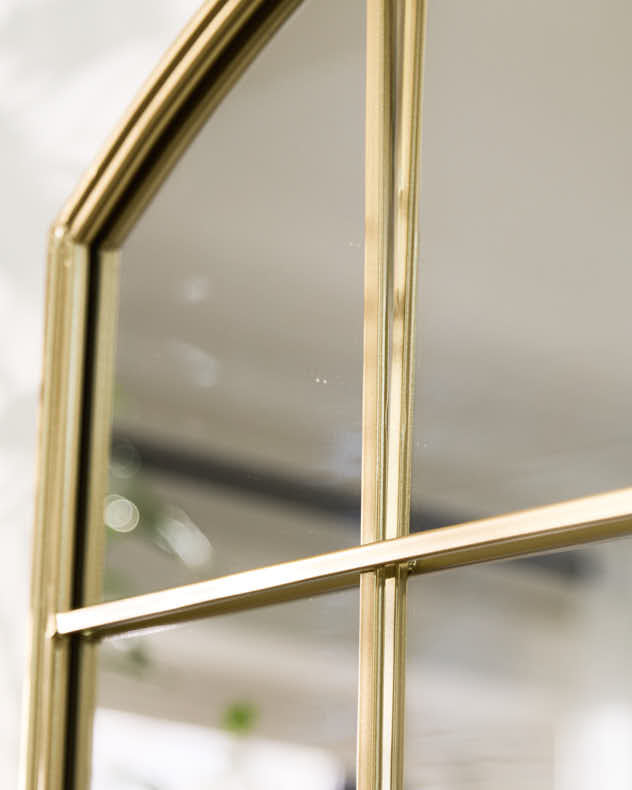 Mirror - Arched Gold Outdoor Window Mirror 90cm x 80cm