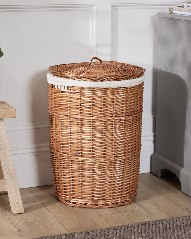 Large Wicker Storage Basket with Cotton Lining