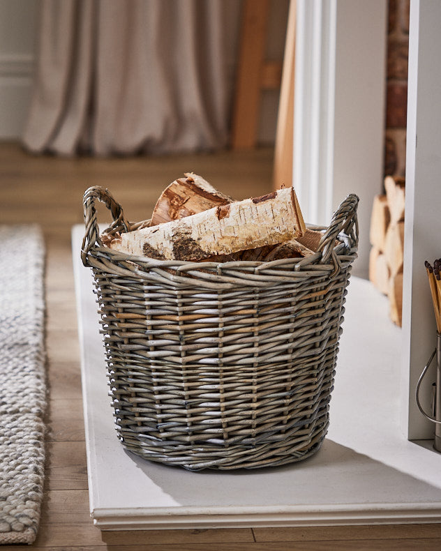 Medium Lined Wicker Log Basket
