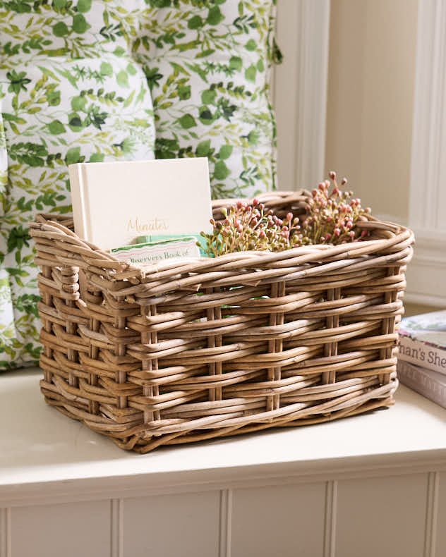 Natural Rattan Storage Baskets - Small Grey Rattan Storage Basket