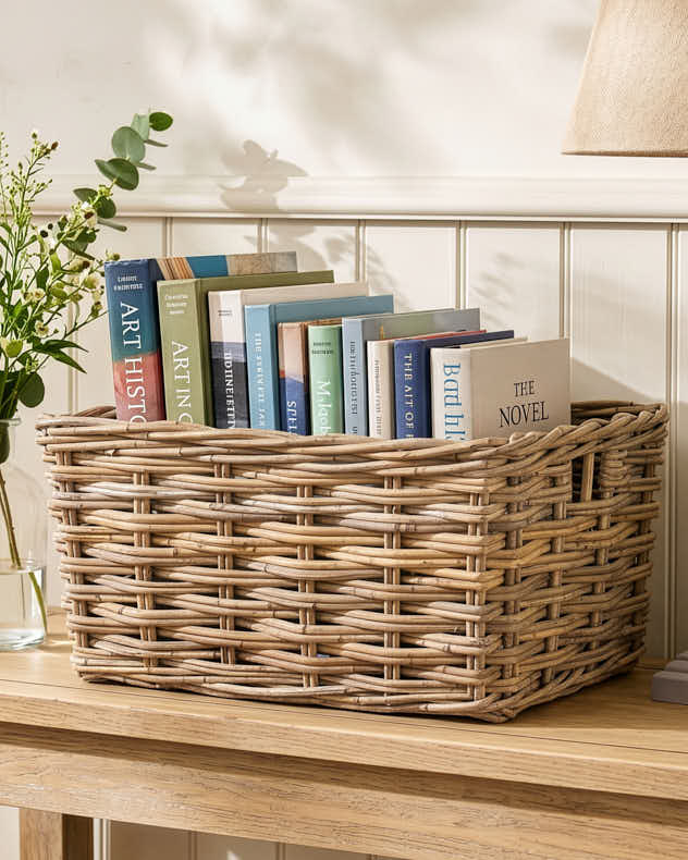 Large Grey Rattan Storage Basket