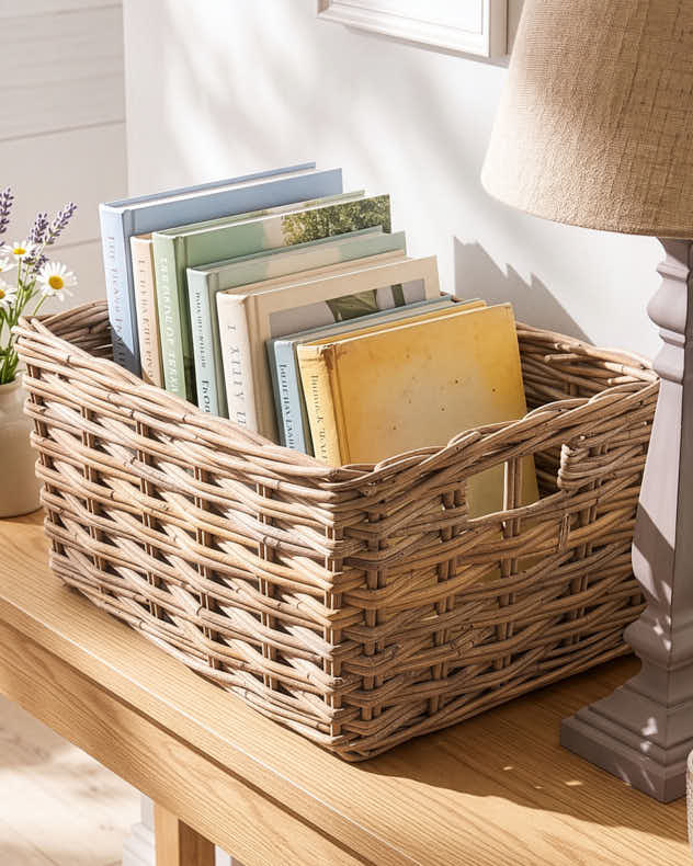 Large Grey Rattan Storage Basket