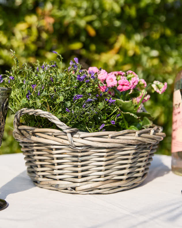 Natural Tray Basket - Small Round Wicker Tray Basket