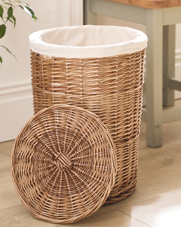 Small Wicker Storage Basket with Cotton Lining