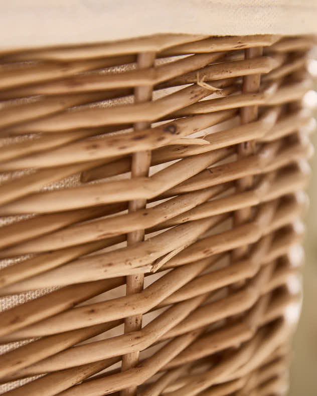 Small Wicker Storage Basket with Cotton Lining