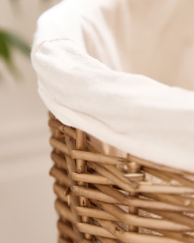 Small Wicker Storage Basket with Cotton Lining