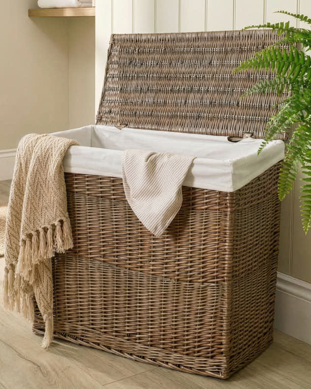 Wicker Laundry Basket with Partition