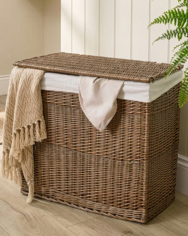 Wicker Laundry Basket with Partition