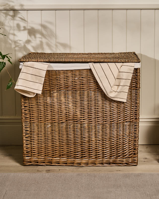 Wicker Laundry Basket with Partition