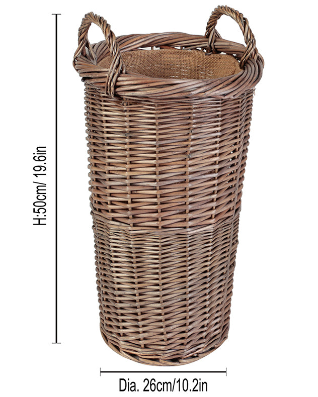 Small Wicker Umbrella Stand Basket with Lining