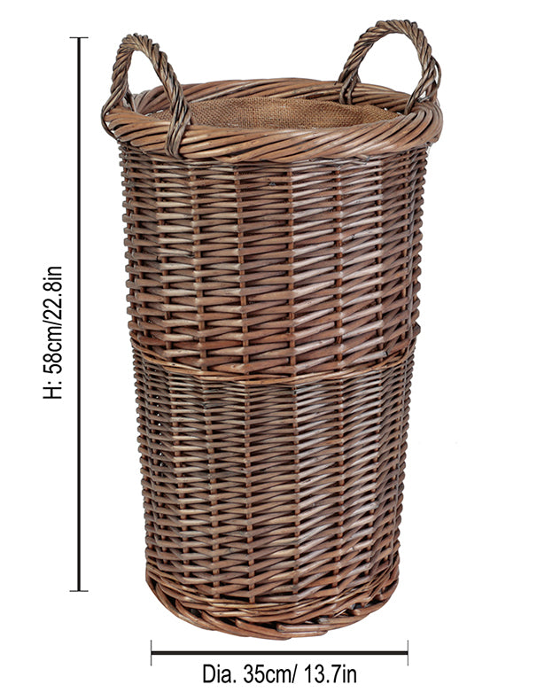 Large Wicker Umbrella Stand Basket with Lining