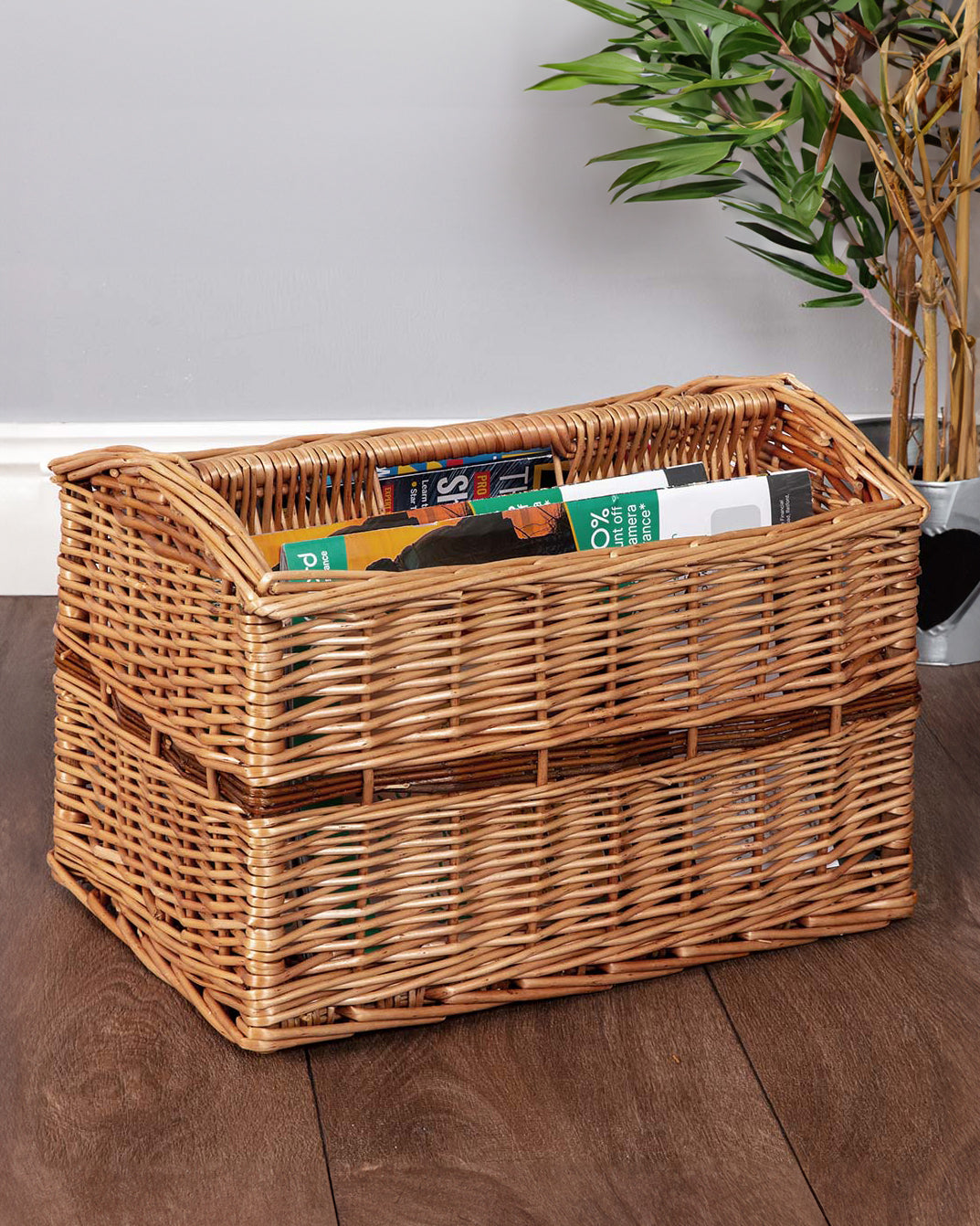 Wicker Double Magazine Rack Basket – Dibor