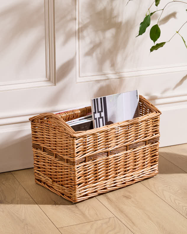 Wicker Double Magazine Rack Basket