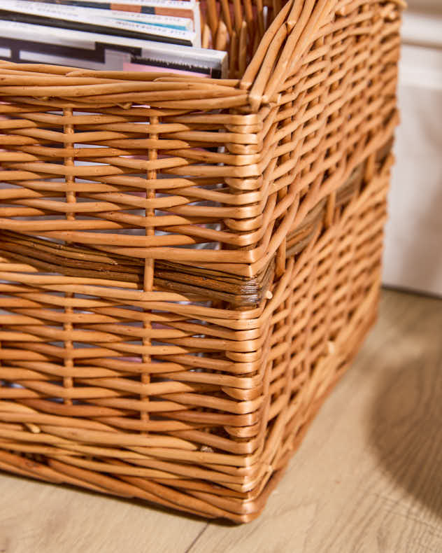 Wicker Double Magazine Rack Basket