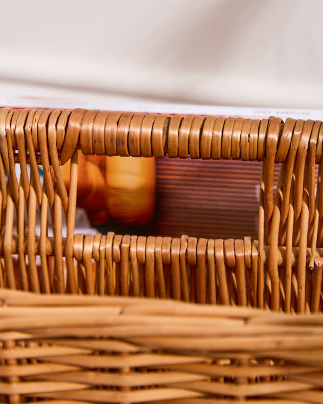 Wicker Double Magazine Rack Basket