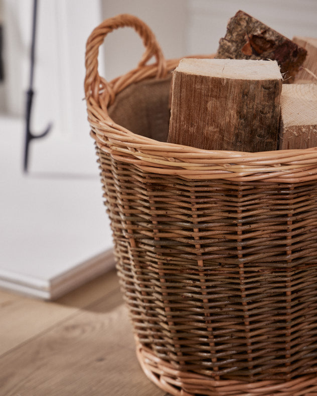 Small Wicker Log Basket With Lining