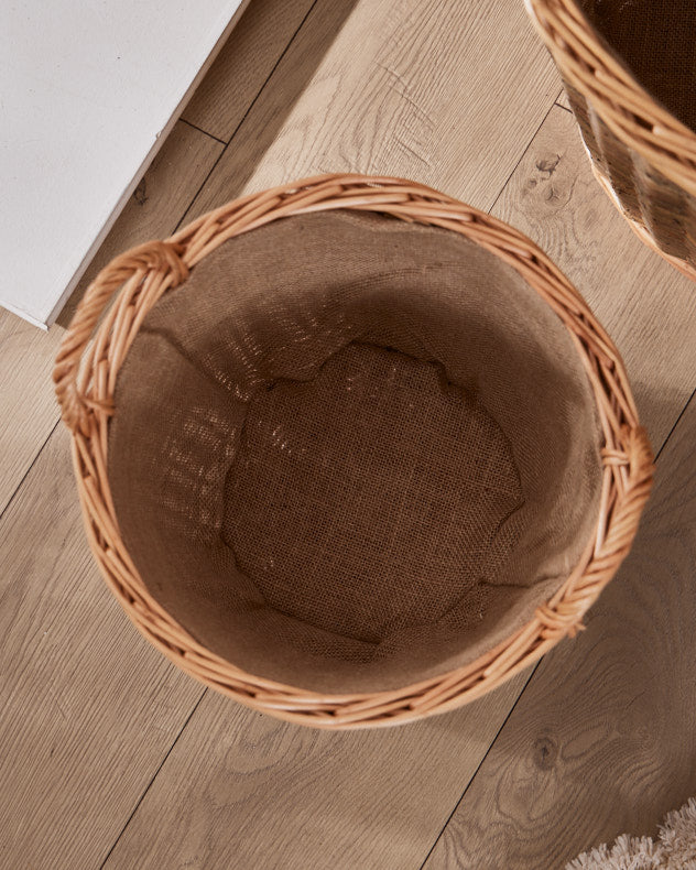 Small Wicker Log Basket With Lining