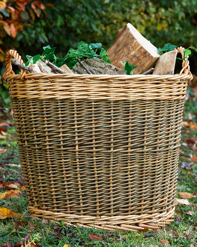 Wicker Log Basket With Lining