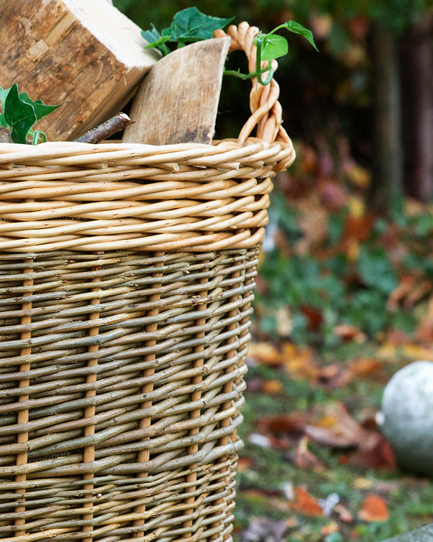 Wicker Log Basket With Lining