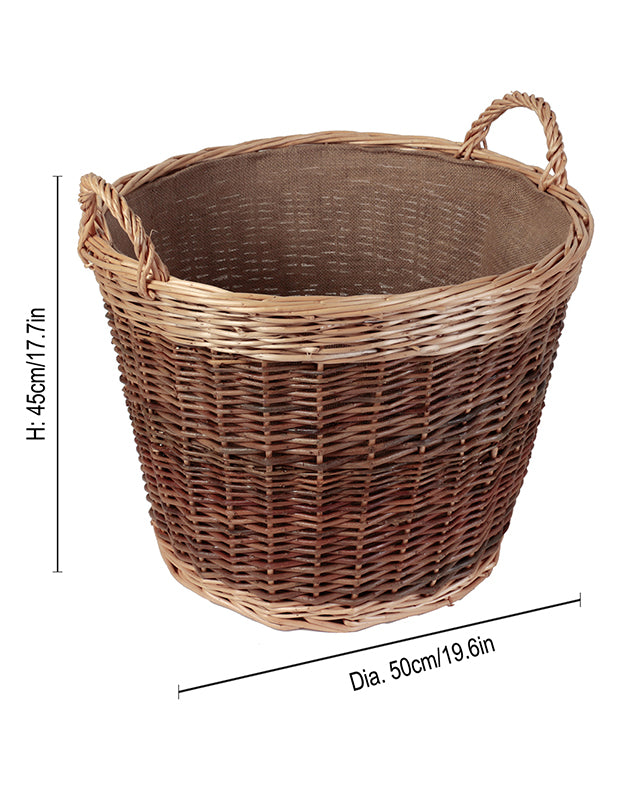 Wicker Log Basket With Lining