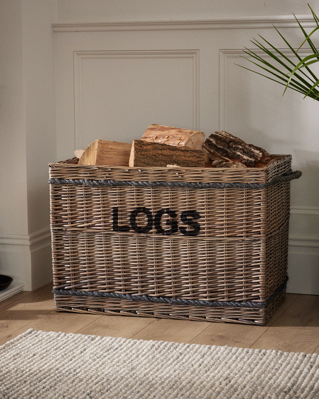 Grey Willow Fire Log Baskets - Extra Large Log Basket