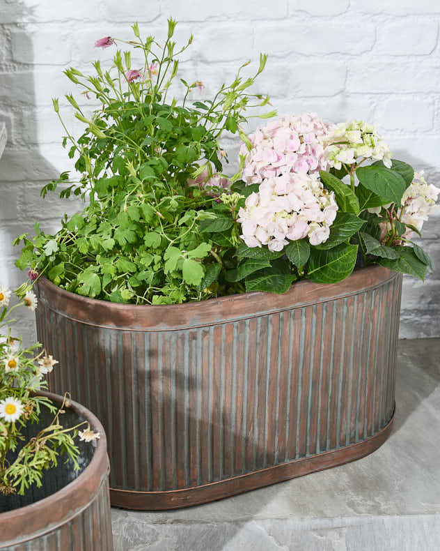 Set of 3 Metal Tub Planters