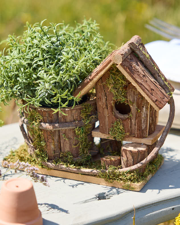 Woodland Lodge Bird House Planter