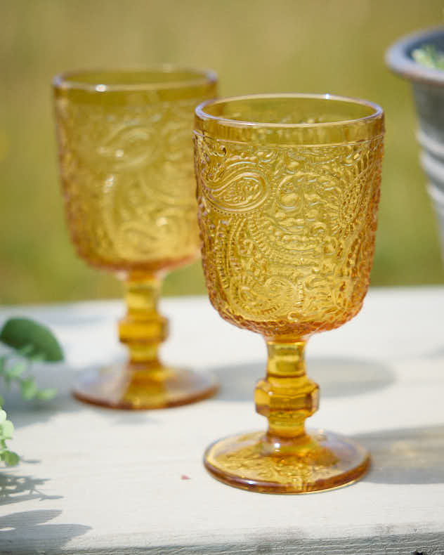 Paisley Amber Goblet