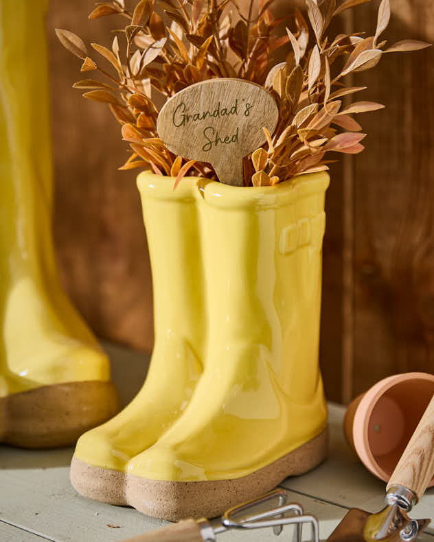 Welly Boot Ceramic Planter with Personalised Marker
