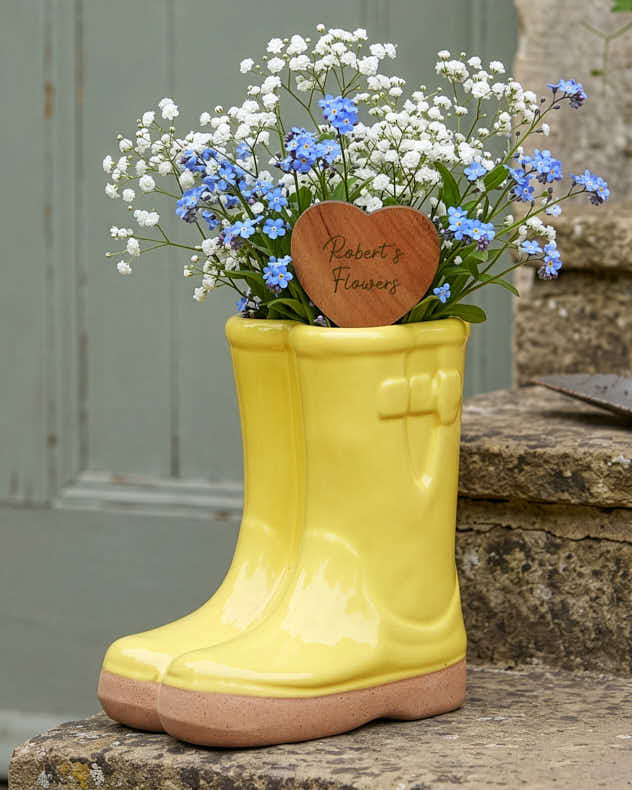Welly Boot Ceramic Planter with Personalised Marker