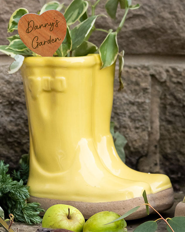 Welly Boot Planter with Personalised Heart Marker