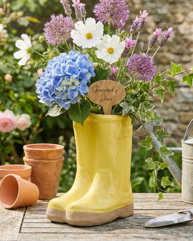 Pots &amp; Planters Large - Welly Boot Ceramic Planter with Personalised Marker