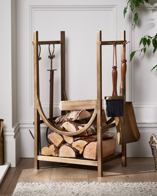 Mayfair Brass Log Rack & Fire Tools