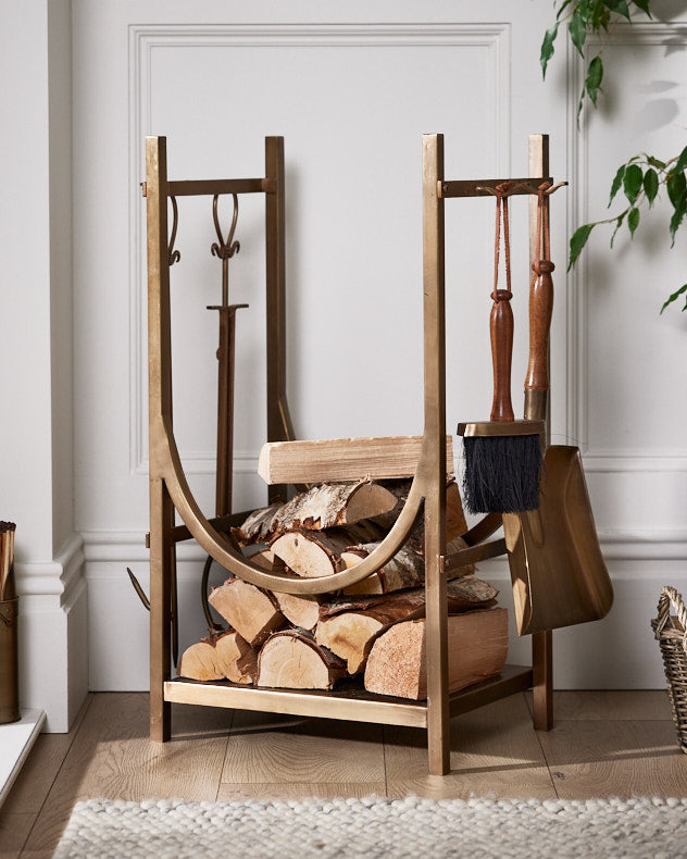 Mayfair Brass Log Rack &amp; Fire Tools