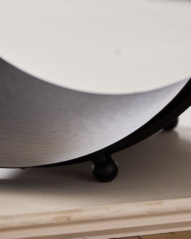 Wooden Handle Black Round Log Holder