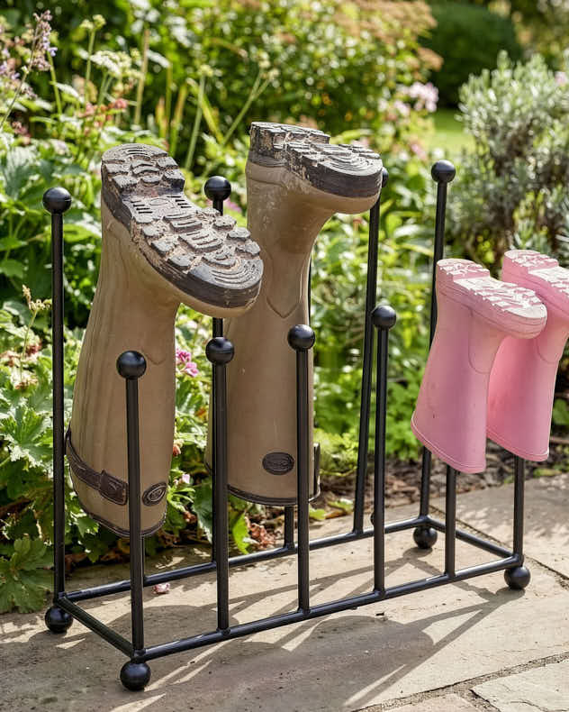 Black Recycled Iron Storage - Large Wellington Boot Rack