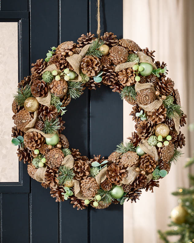 Green & Brown & Gold Wreaths - Emerald Ribbon Wreath