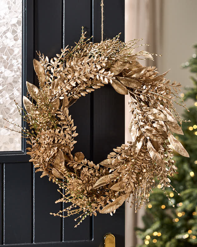 Large Champagne Gold Laurel Wreath