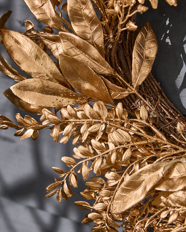 Grande couronne de laurier champagne doré