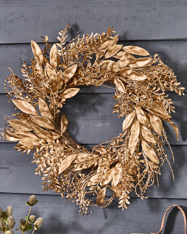 Grande couronne de laurier champagne doré