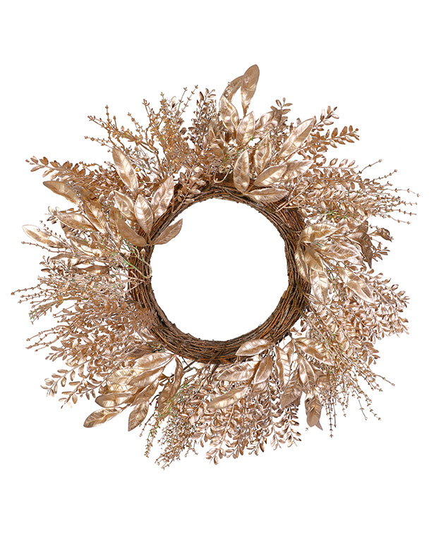 Large Champagne Gold Laurel Wreath