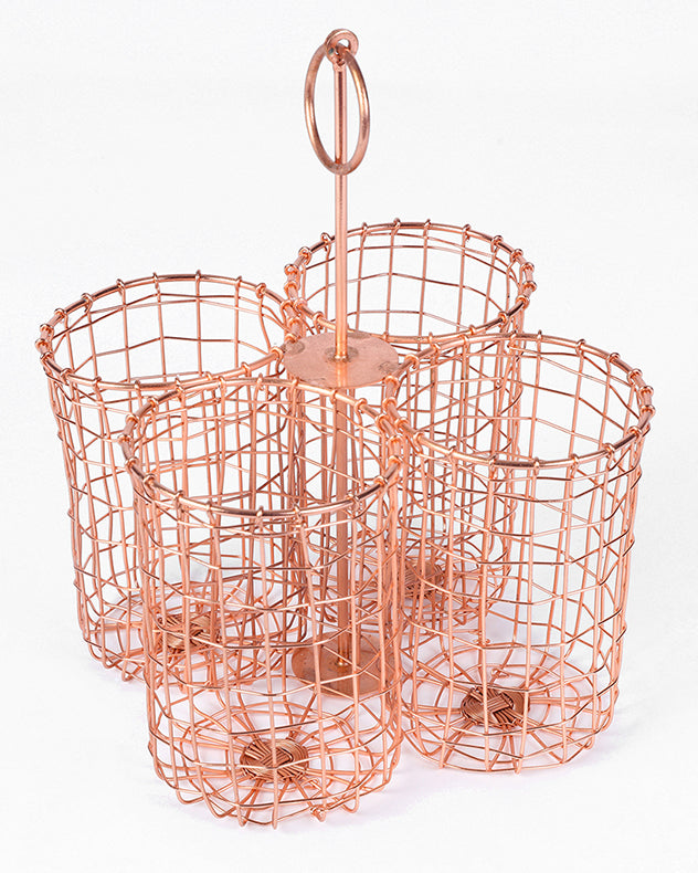 Four Section Copper Wire Cutlery Holder