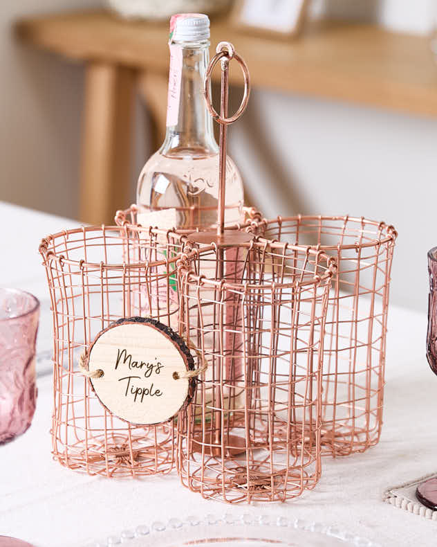 Personalised Copper Wine Bottle Holder Gift Basket