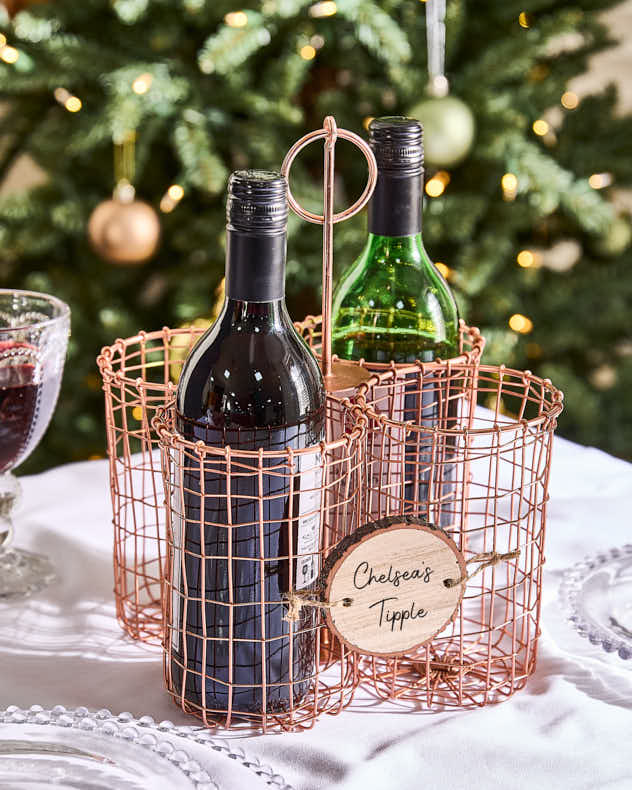 Personalised Copper Wine Bottle Holder Gift Basket