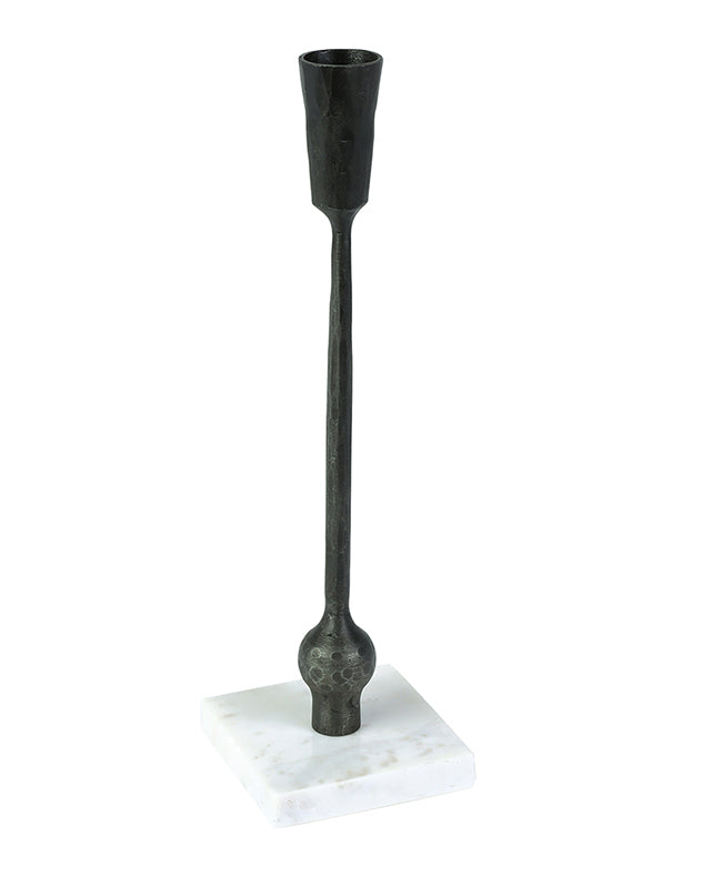 Candlesticks - Square Marble Base Black Candle Holder