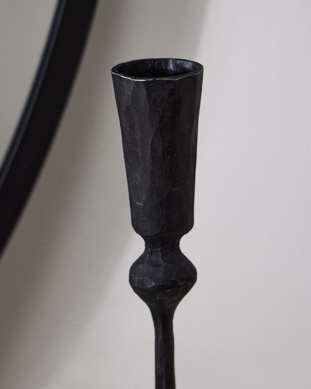 Candlesticks - Round Marble Base Black Candle Holder