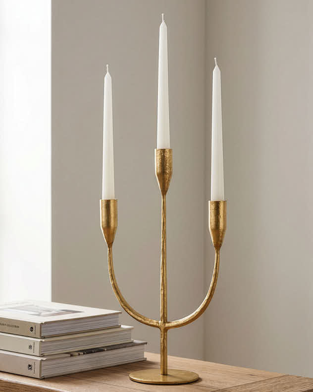 Candlesticks - Vintage Gold Triple Candelabra