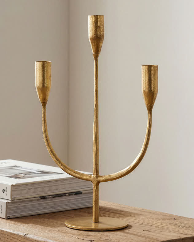 Candlesticks - Vintage Gold Triple Candelabra